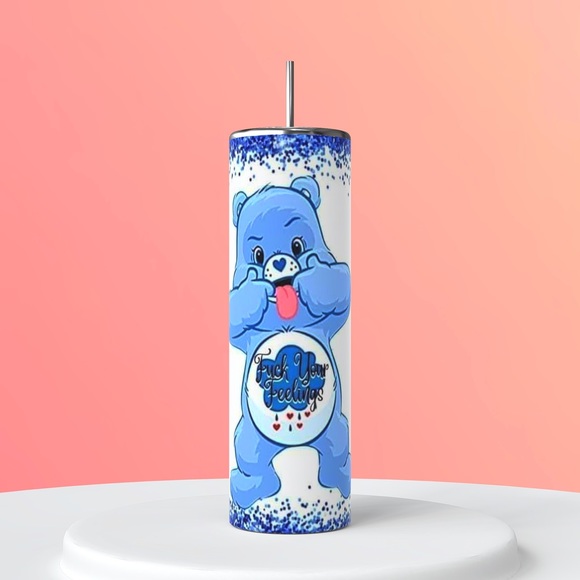 Blue Swear Bear F@ck your feelings tumbler 20 oz - Picture 1 of 1